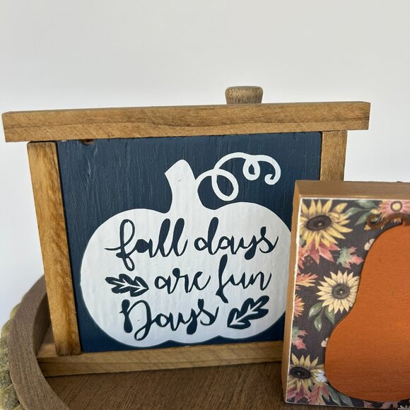 Handmade Fall Days Are Fun Days - Tiered Tray Decor Set, Autumn, Orange, Pumpkin - Picture 2 of 8